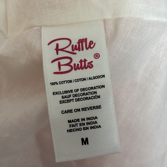 Ruffle‎ Butts Women's Medium Smocked Flutter Strap Dress Pink White Gingham Midi - Picture 6 of 8